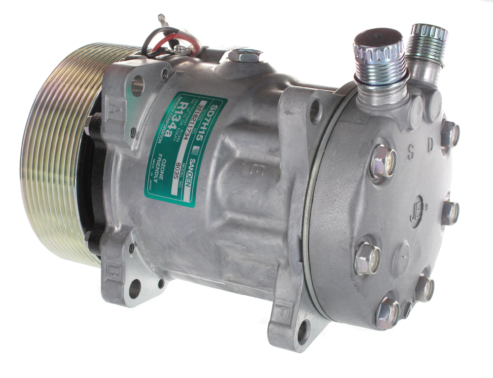 COMPRESSEUR SANDEN SD7H15 O'RING VERTICAL D125mm PV10 12V Culasse JE