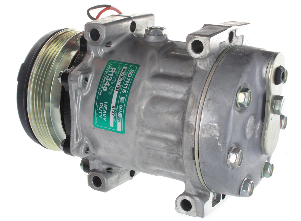 [CP074] COMPRESSEUR SANDEN 7H15 - PV4 - 112 mm - 8147 - 12V - brides horiz - fix transv