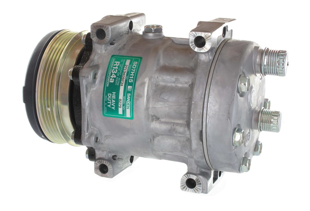 COMPRESSEUR SANDEN - POLY V4 D119MM - ORING HORIZONTAL - 12V - N°8279