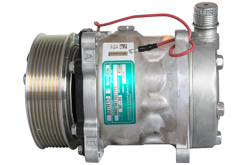 COMPRESSEUR SANDEN SD7H13 N°7306 PV8 D119mm Oring Vertical 12v