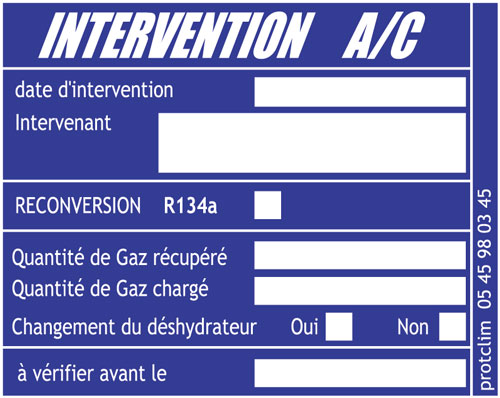 ETIQUETTE D INTERVENTION(pochette de 50)  BLEU