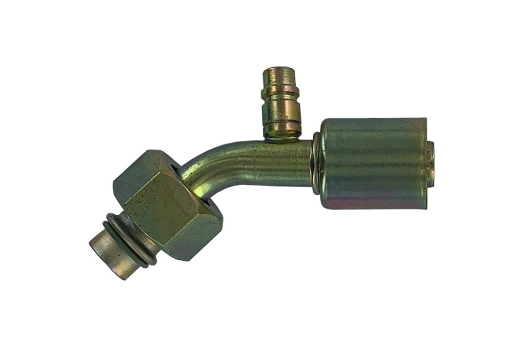 RACCORD ACIER FEMELLE ORING 45° + PRISE PRESSION