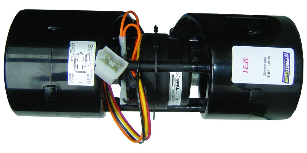 SOUFFLERIE SPAL 005-A45-02  12V AVEC RESISTANCE 3 VITESSES ET EMBASE DE 317mm